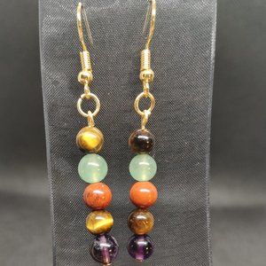 NEW - 18K Gold Plated Hardware Earrings with Natural Gemstone Beads